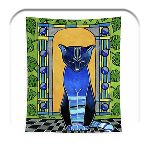He Is Black - Blue Cat Art Tapestry